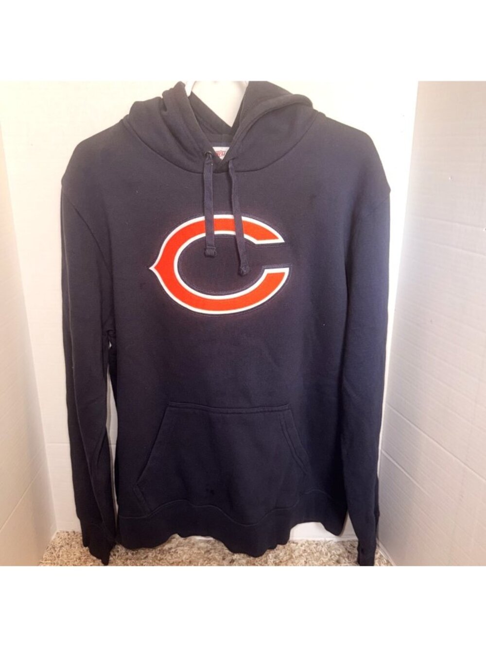Chicago Bears NFL Team Logo Apparel Navy Pullover Hoodie Sweatshirt Men Size L